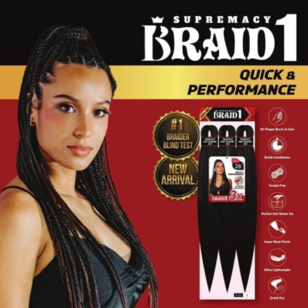 Innocence Hair Braids 3X Pre-Stretched Supremacy Braid 1 26" Color 1B