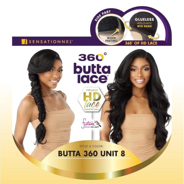 Sensationnel Butta 360 Lace Wigs - Unit 8 Side Wider Parting 360 Degree Lace Glueless Synthetic Preplucked Hairline