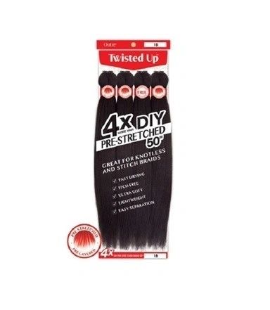 Outre X-Pression Twisted Up Long Length Yaki Straight Style Synthetic Hair Pre-Stretched Braid - DIY PRE-STRETCHED BRAID 50 Inch 4X (MN)