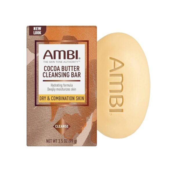 Ambi Cocoa Butter Cleansing Bar, 3.5 Ounce/ Ambi Black Soap Cleansing Bar, Deep Cleansing, Moisturizing Formula with Shea Butter + Vitamin E for Oily & Combination Skin, 3.5 OZ