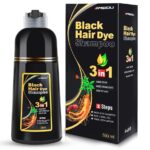 BTL Black Hair Dye Shampoo 3 in 1 for Gray Hair, Herbal Ingredients Shampoo Black Hair Dye for Women Men, Grey Coverage Shampoo 500ml