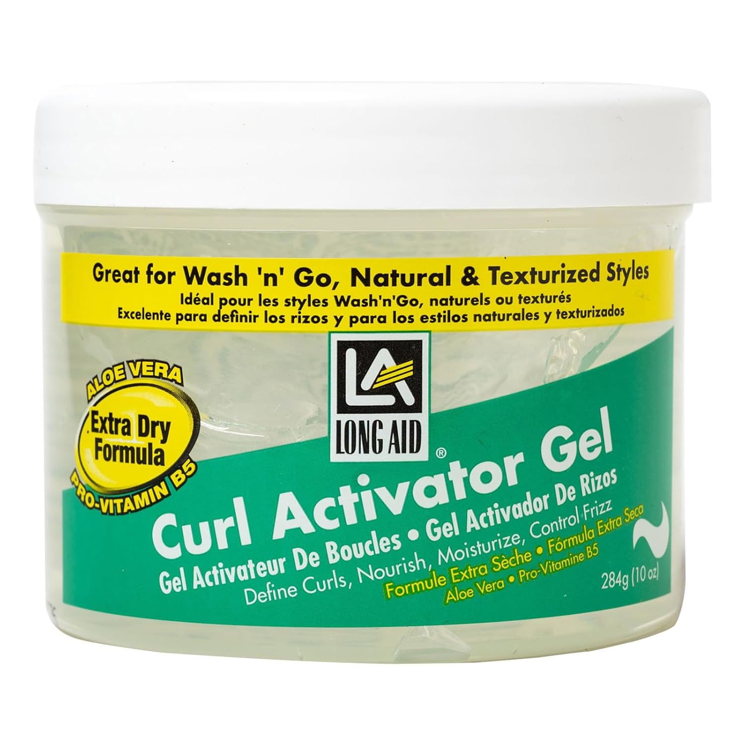 curl activator gel green1 Ampro Long-Aid Activator Gel, Hair Gel, Extra Dry, 10 oz - Image 1